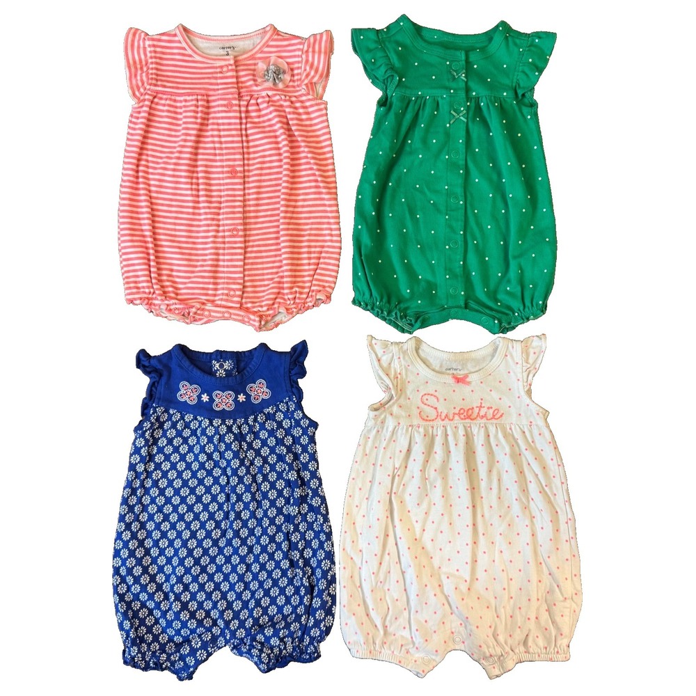 Carters Baby Girl Clothes‎ Lot 3 Months Rompers Outfits Summer Shorts Sweetie